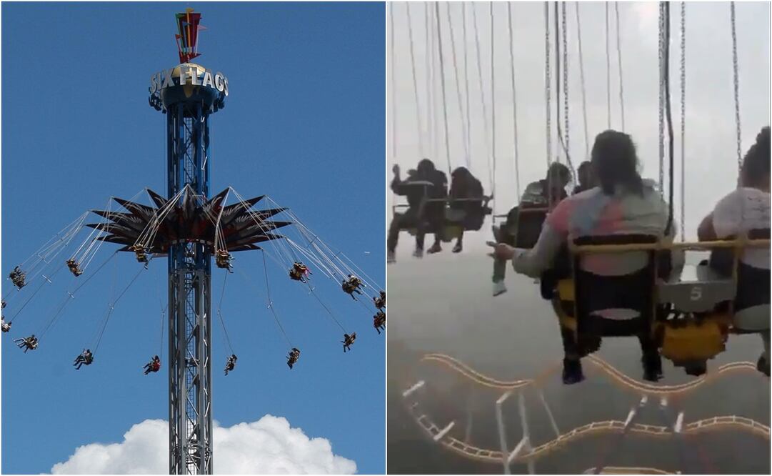 En redes sociales surgió un video del pánico que causó la fuerte lluvia en una atracción de Six Flags México. Fotos: X y Six Flags México