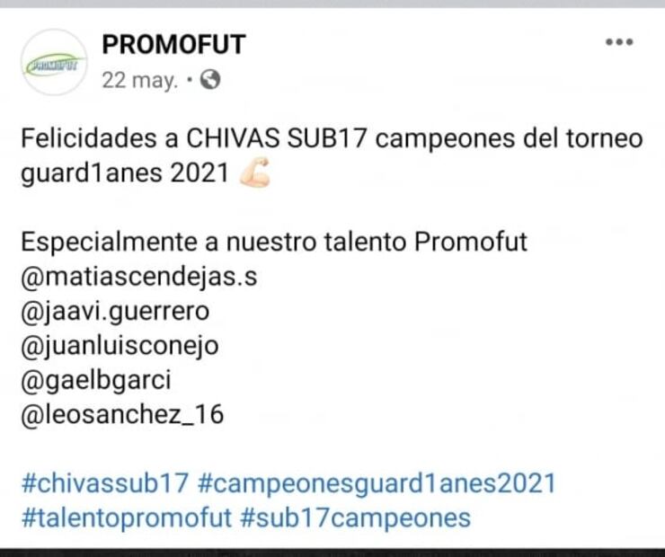 Desaparece sitio web de promotora de más de 25 jugadores de Chivas
