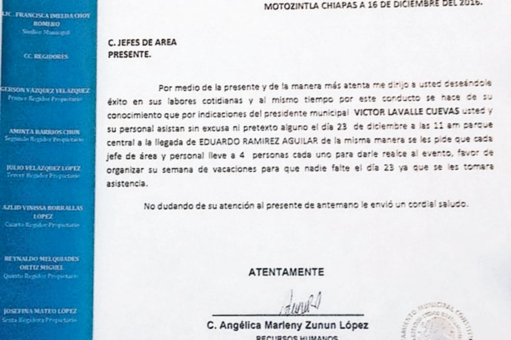 En el oficio se pide llevar a otras cuatro personas y organizar sus vacaciones para que puedan ir al informe (ESPECIAL)