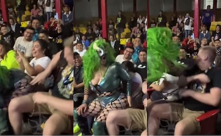 VIDEO: La luchadora Sadika golpea al aficionado que la “manoseó” en una función
