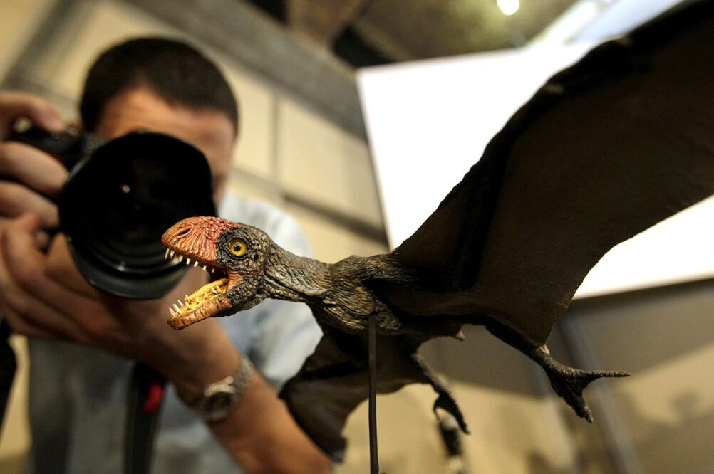 Maqueta de un pterosaurio. Foto: EFE/Antonio Lacerda