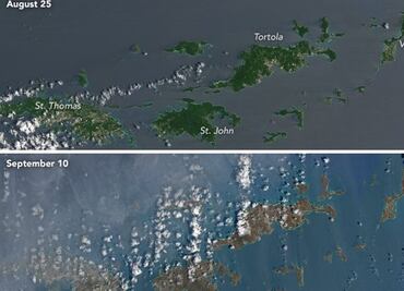 El huracán Irma se llevó el color verde de las islas