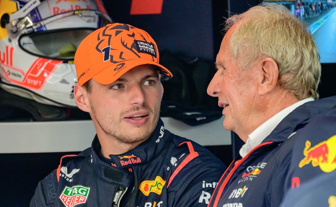 Max Verstappen y Helmut Marko durante el Gran Premio de Bélgica - Foto: EFE