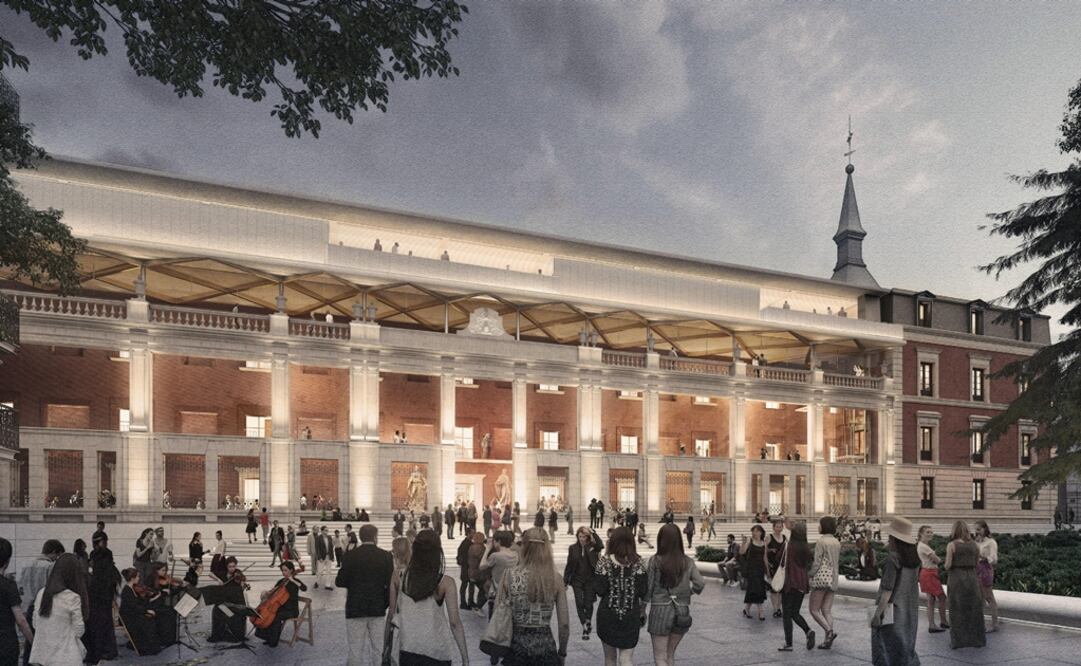 Recreación, facilitada por el Museo del Prado, de la fachada sur del Salón de Reinos. Foto: EFE