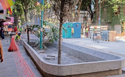 Avanzan banquetas y jardineras en la calle Amberes