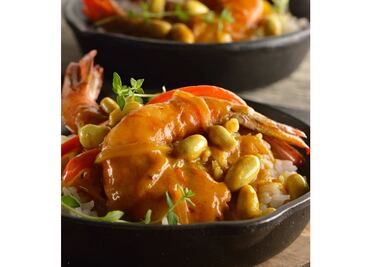 Curry de camarones con cacahuates