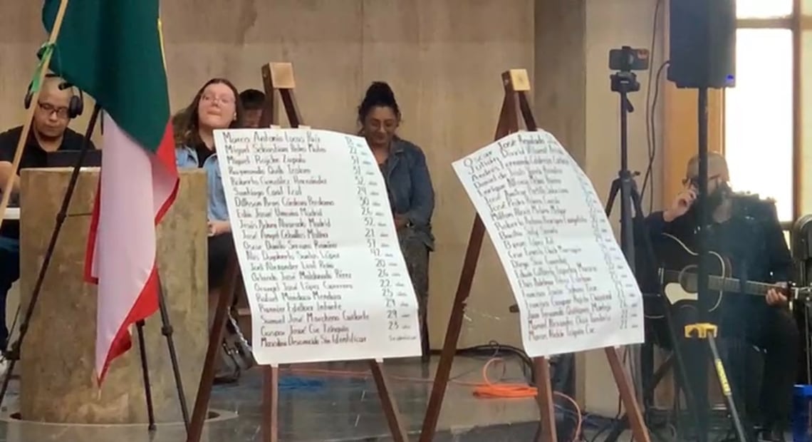 En la ceremonia oficiada por el obispo José Guadalupe Torres Campos, se colocaron los nombres de los migrantes fallecidos. (Foto: especial)