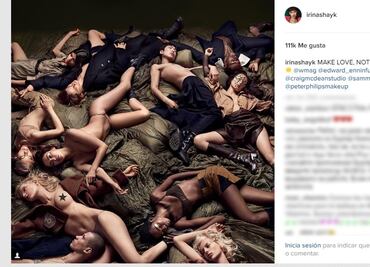 Semidesnuda, Irina Shayk pide hacer el amor y no la guerra