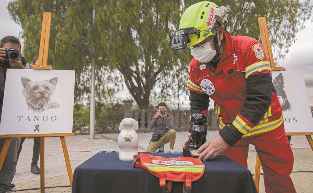 Las cenizas de los dos perros rescatistas, quienes murieron envenenados, fueron resguardadas en urnas con forma de caninos. Foto: Demián Chávez/ El Universal.