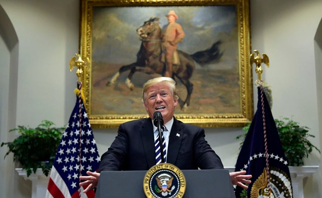 El presidente de Estados Unidos, Donald Trump, durante su mensaje en la Casa Blanca sobre la caravana migrante. (Foto: AP)