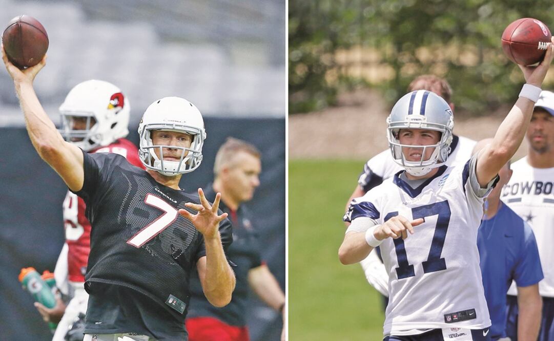 Blaine Gabbert (izq.) comandará a Arizona en el partido del Salón de la Fama; Kellen Moore sería opción en Dallas ()