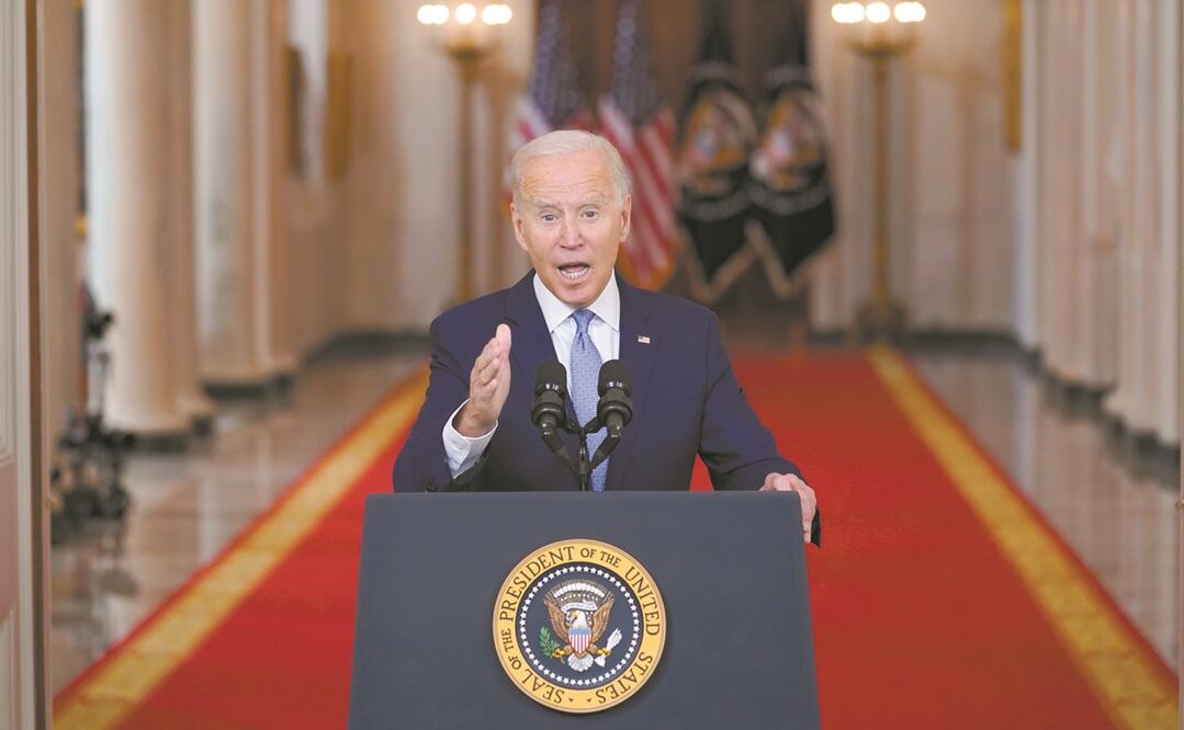 El presidente estadounidense, Joe Biden, ayer durante su discurso en la Casa Blanca, en Washington. Foto: EVAN VUCCI. AP