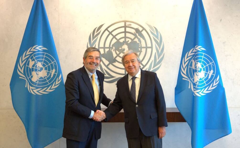 El embajador mexicano, Juan Ramón de la Fuente, mencionó que estos últimos cuatro años estuvieron marcados por dos eventos fundamentalmente inéditos y de graves consecuencias: la pandemia por Covid-19 y la guerra en Ucrania. Foto: Twitter @MexOnu