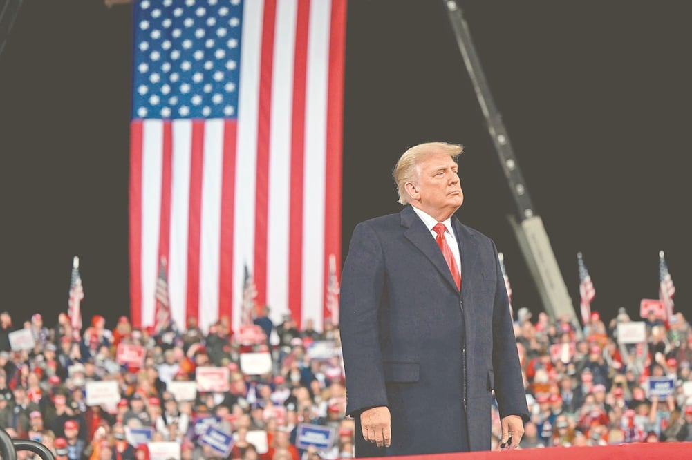 El presidente saliente de Estados Unidos, Donald Trump, ayer en un mitin en Valdosta, Georgia. Foto: ANDREW CABALLERO-REYNOLDS. AFP
