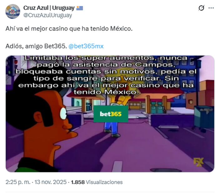 En redes sociales, usuarios y aficionados del deporte se despiden de la plataforma de apuestas en línea bet365. Foto: Captura de pantalla X