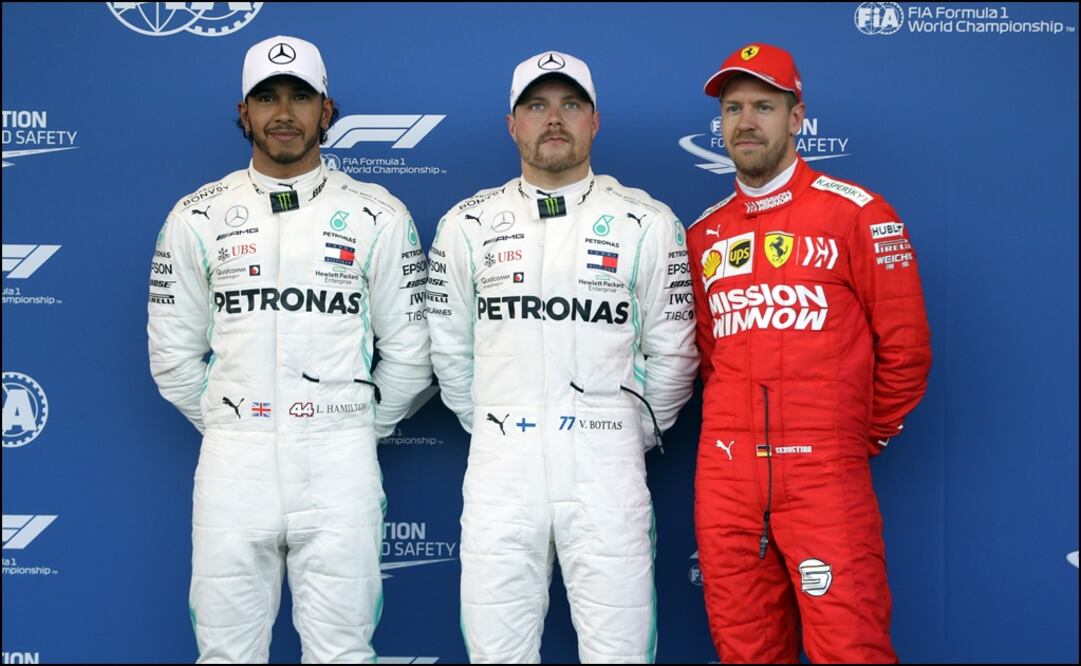 Hamilton, Vottas y Vettel encabezan la parrilla de salida. Foto: AP