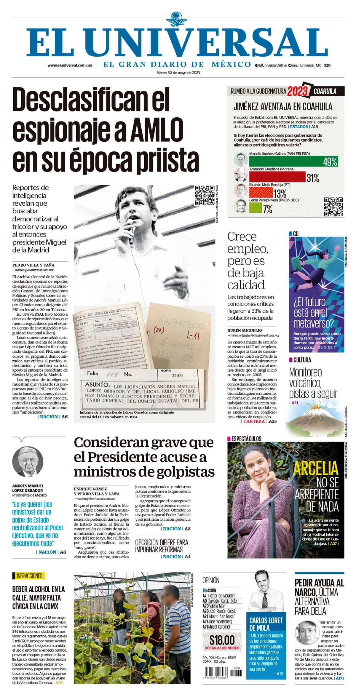 Portada impresa 30 de mayo de 2023