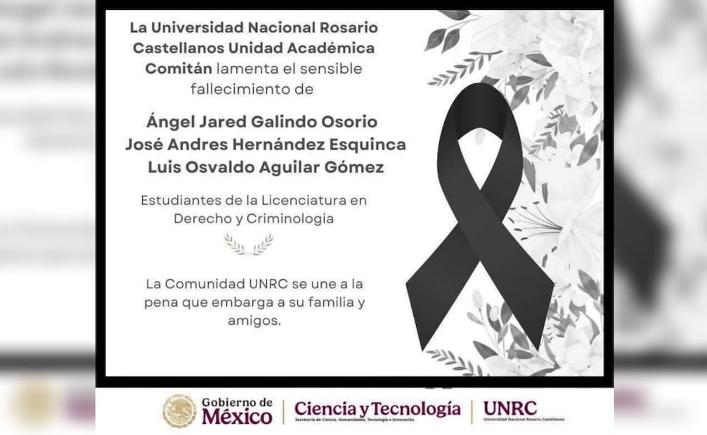 Mueren 3 estudiantes de la Universidad Rosario Castellanos en accidente de tránsito en Comitán, Chiapas; chocaron con un tráiler.
Foto: Especial.