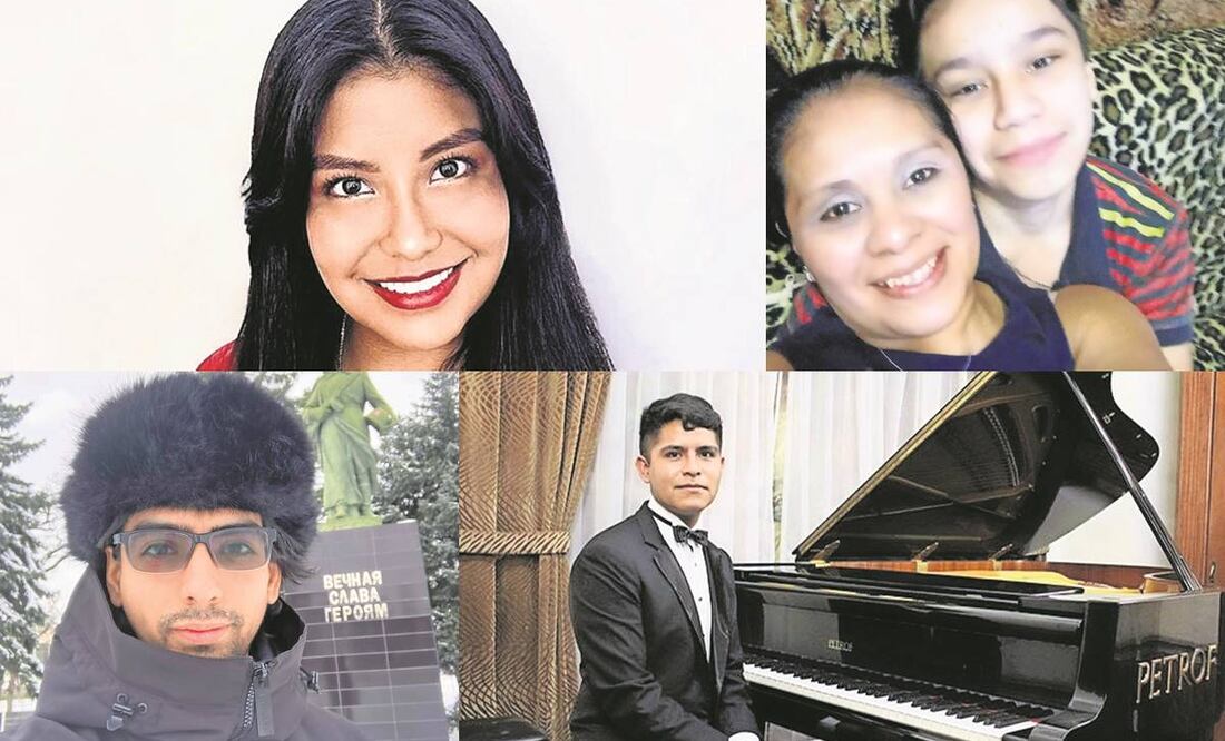 De izquierda a derecha: Itztli Sandoval, Áurea Domínguez y su hijo  Rafael Kartavyi, Aldair Mimbela y Marcelo Sandoval. Fotos: Cortesía.