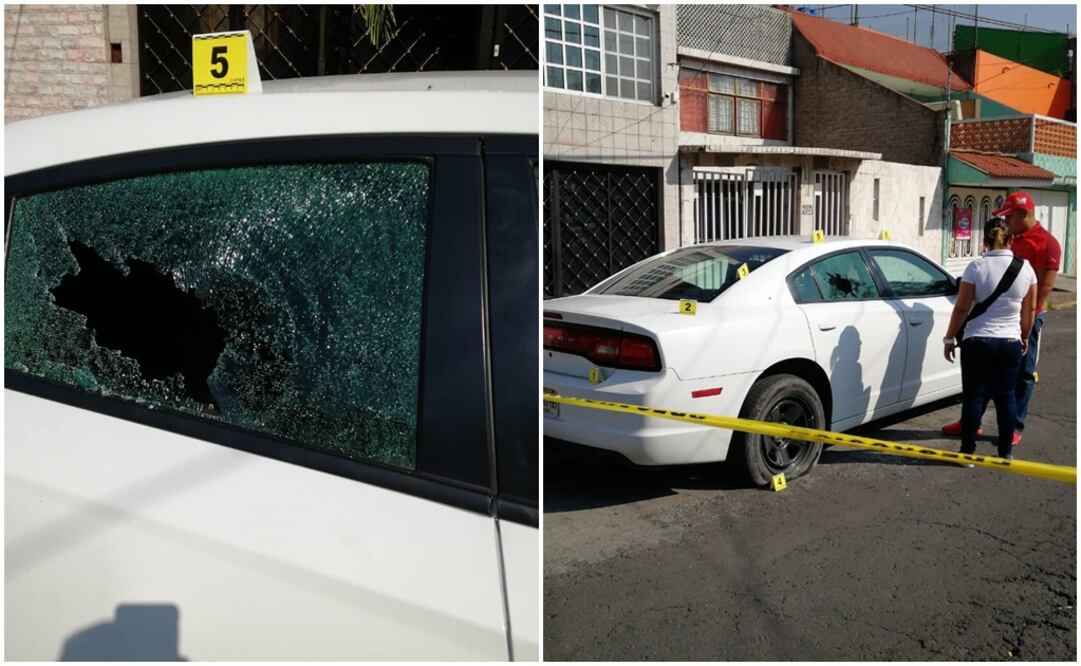  El vehículo del elemento de la Fiscalía General de Justicia del Estado de México recibió 11 impactos de bala. (Fotografía: Especial)