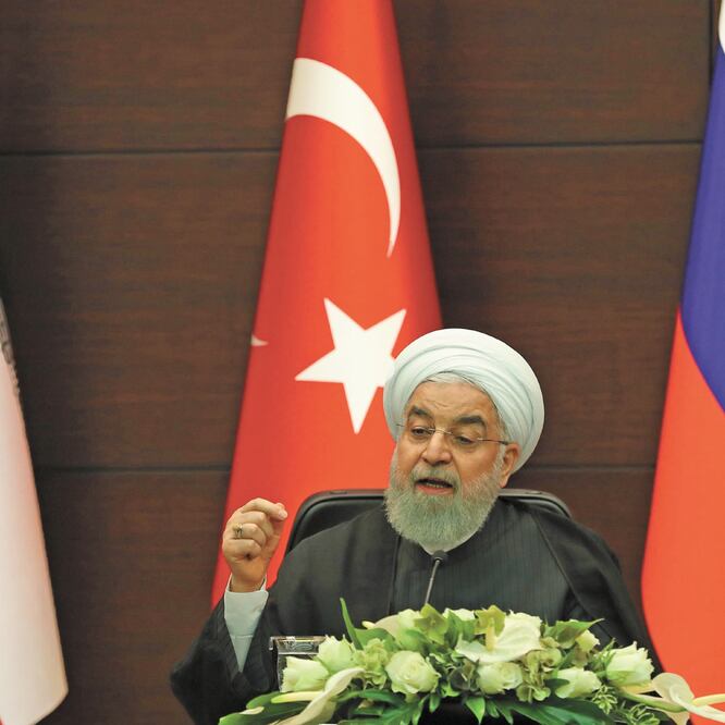 Acusado. El presidente iraní, Hassan Rouhani, en conferencia de prensa ayer en Ankara. ADEM ALTAM. AFP