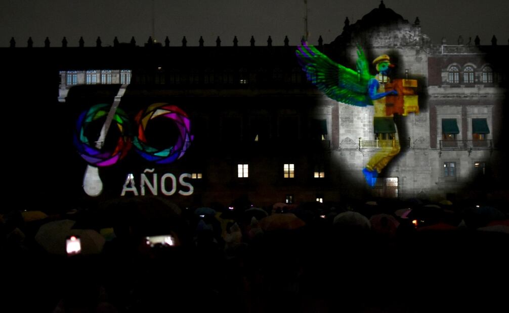 Proyección por los 700 años de la fundación de México-Tenochtitlan en el Zócalo de la Ciudad de México (CDMX). Foto: Secretaría de Cultura de la Ciudad de México
