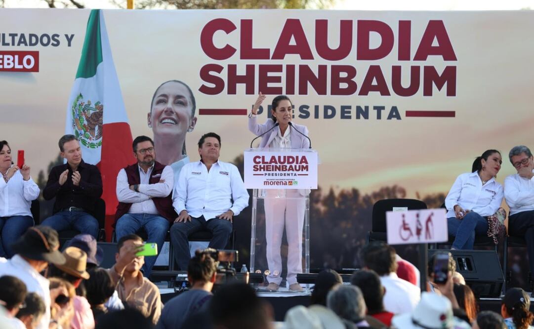 Claudia Sheinbaum, candidata a la presidencia de México por Morena, encabezó un mitin en la plaza cívica del municipio de Tula en el estado de Hidalgo. Foto: Diego Simón Sánchez/ EL UNIVERSAL