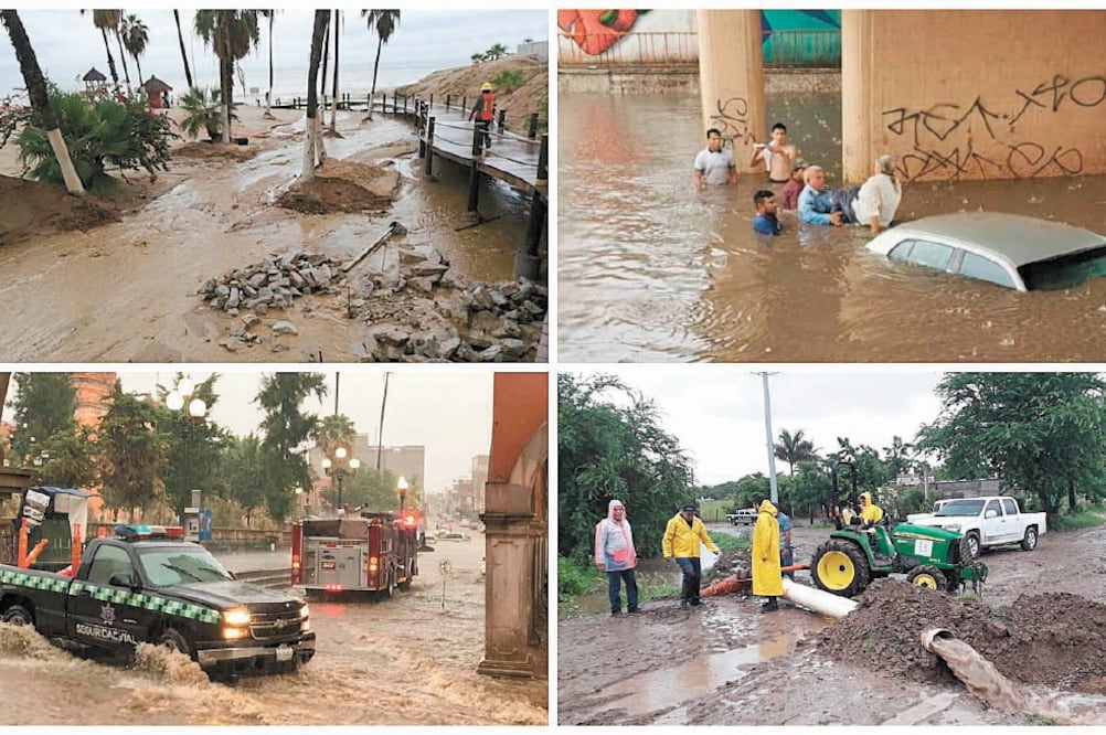 En Sinaloa, los municipios de El Rosario y Mazatlán fueron los más afectados por las lluvias, por lo que se les brindó auxilio en saneamiento básico. Fotos: CORTESÍA