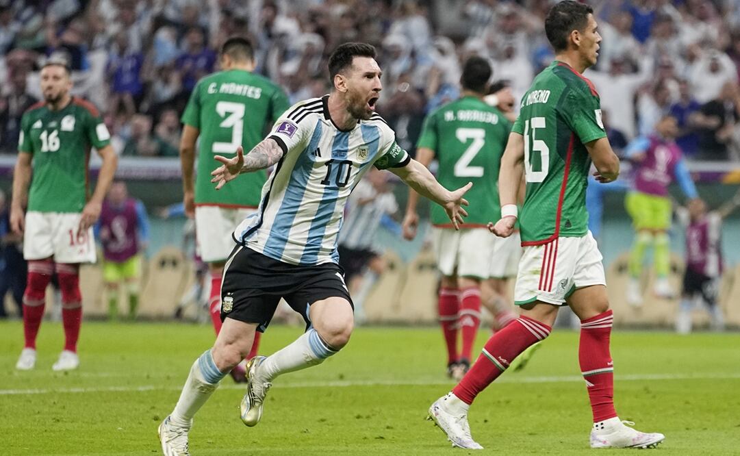 Lionel Messi celebrando el primer gol de Argentina contra México - FOTO: AP