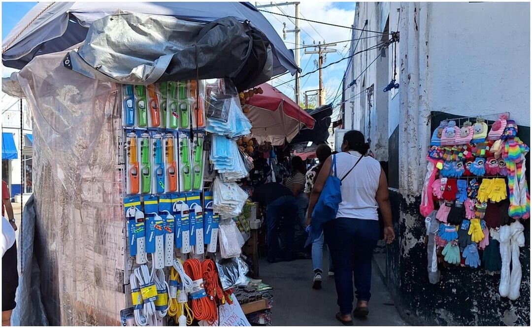Los vendedores ambulantes ofrecen productos de temporada a más bajo costo, afectando al sector establecido en Yucatán. (24/12/2024). Foto: Especial