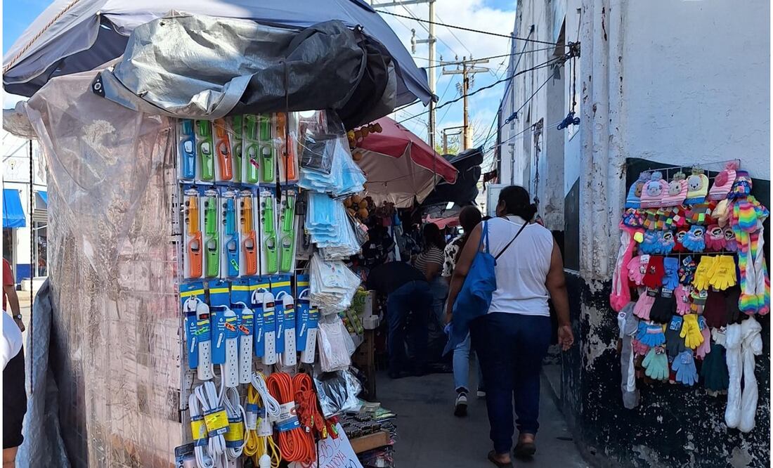 Los vendedores ambulantes ofrecen productos de temporada a más bajo costo, afectando al sector establecido en Yucatán. (24/12/2024). Foto: Especial