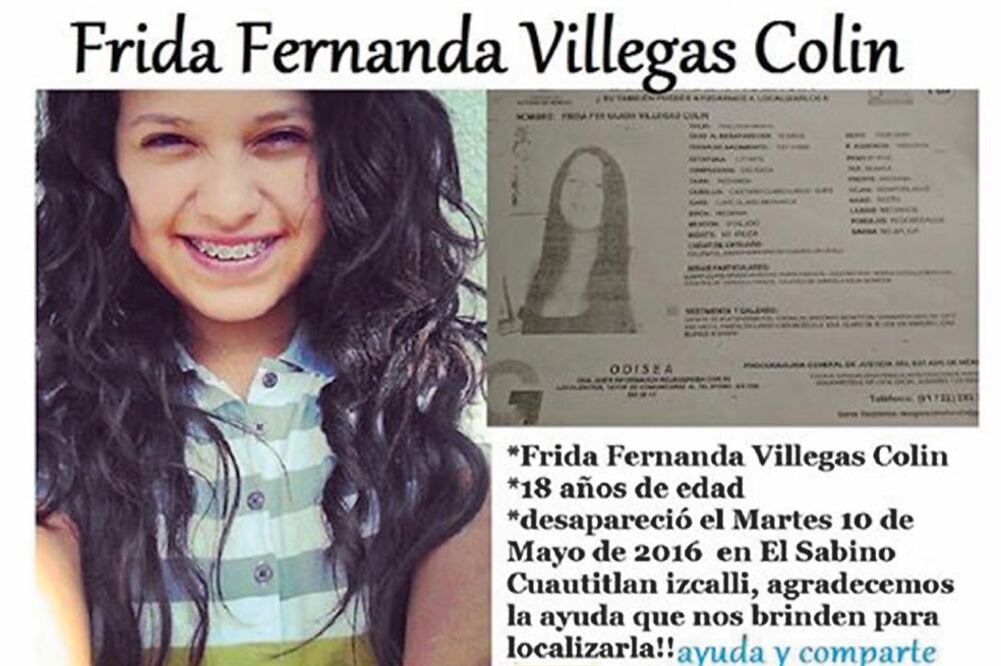 Los familiares de Frida Fernanda aseguraron que el lugar donde encontraron el cadáver de la joven no corresponde con sus trayectos (ESPECIAL)