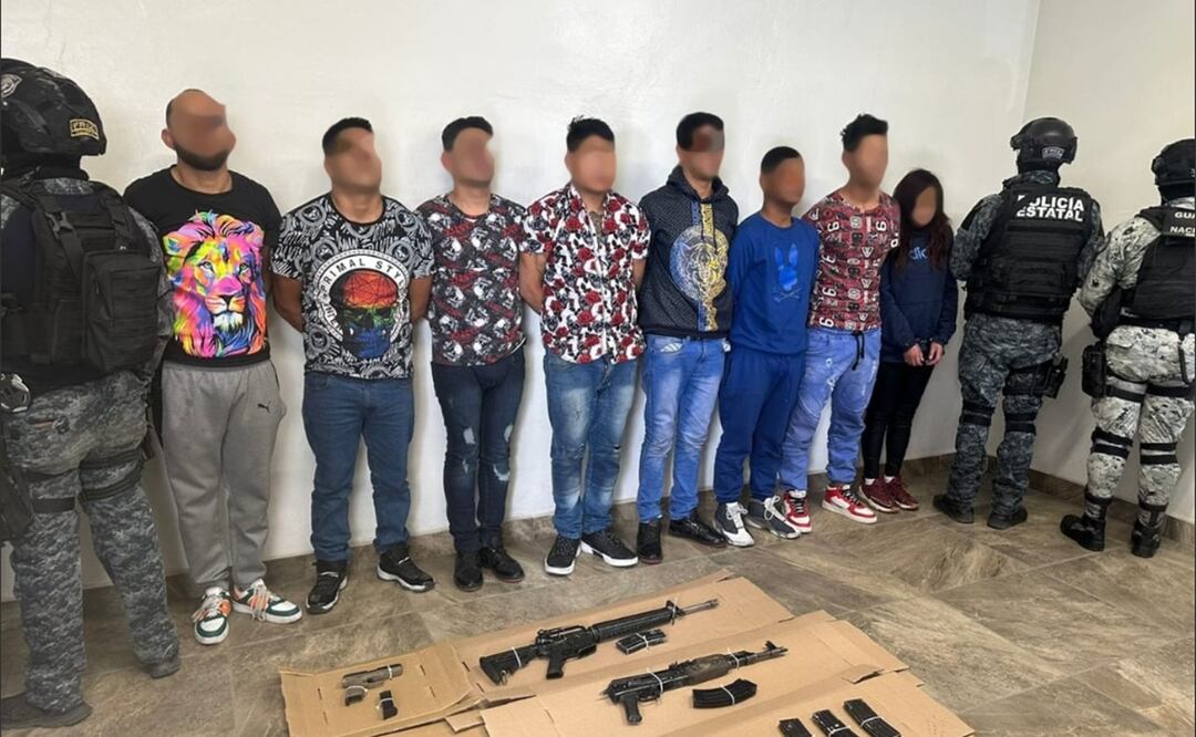 Ocho personas que presuntamente pertenecen al Cártel de Jalisco Nueva Generación (CJNG) fueron detenidas en el municipio de Guadalupe, Zacatecas. Foto: Especial