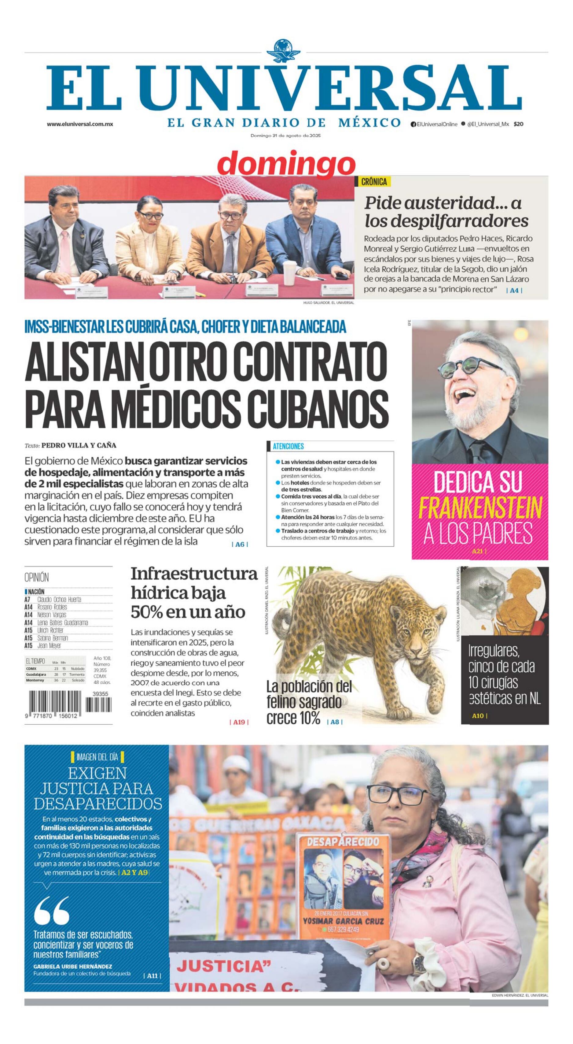 Portada impresa del 31 de agosto de 2025