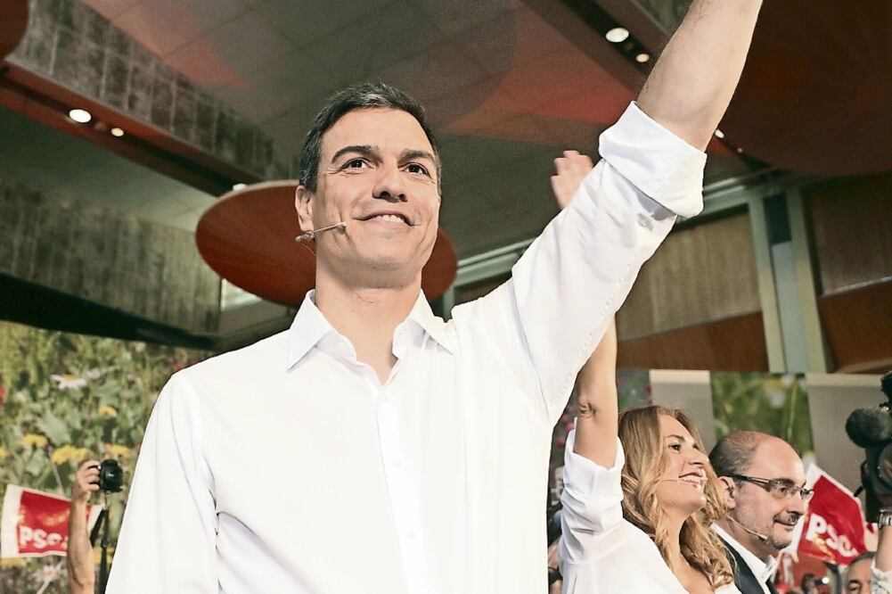 El candidato del PSOE, Pedro Sánchez, participó ayer en un acto central de campaña en Zaragoza (Especial)