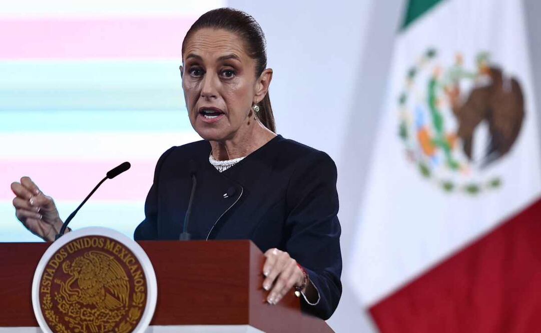 La presidenta Claudia Sheinbaum durante la mañanera de este 26 de agosto del 2025. Foto: Berenice Fregoso / EL UNIVERSAL.