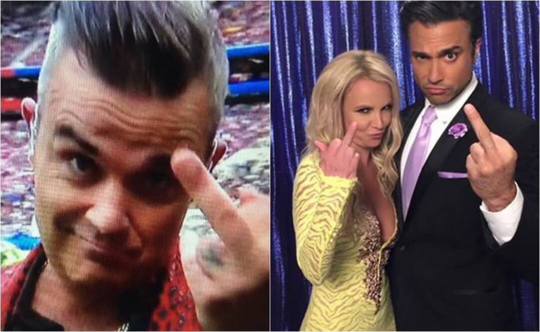 Robbie Wililams no es el único famoso que ha hecho la "Britney señal" FOTO: ESPECIAL E INSTAGRAM