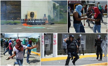 Normalistas causan daños en Congreso de Guerrero