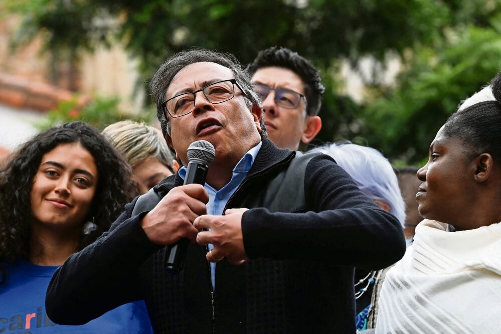 El presidente de Colombia, Gustavo Petro, en un mitin en Bogotá el miércoles, Foto: Juan Barreto / AFP