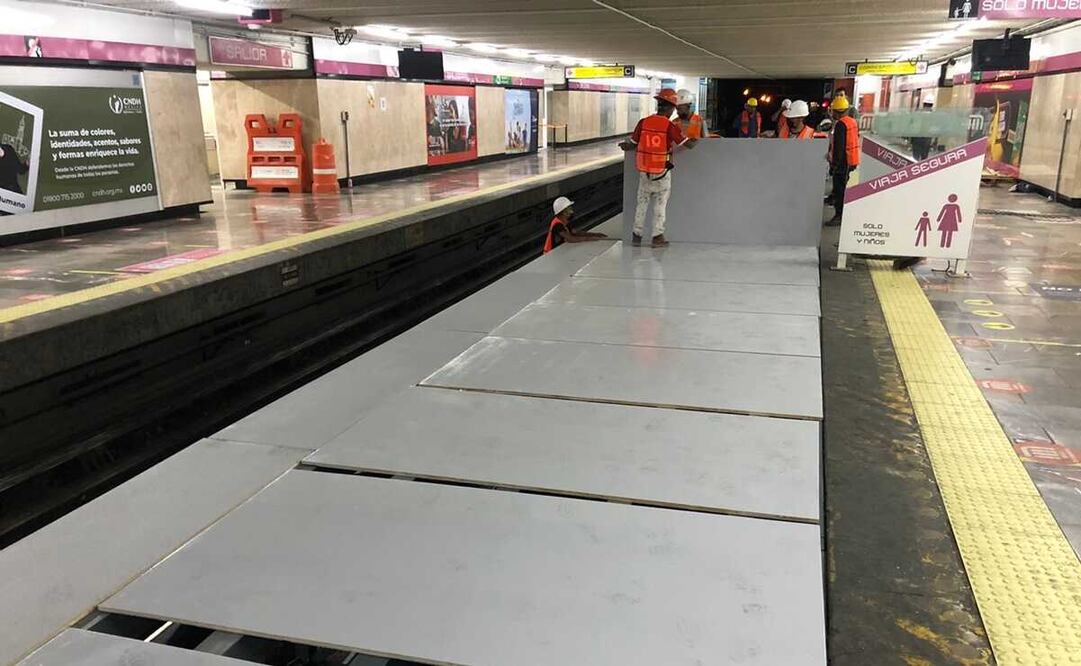 La jefa de Gobierno acudió a supervisar los trabajos en los andenes de la estación Balderas. Foto: Especial