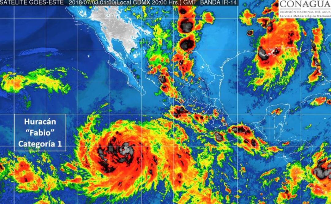 Huracán Fabio categoría 1 (CONAGUA)