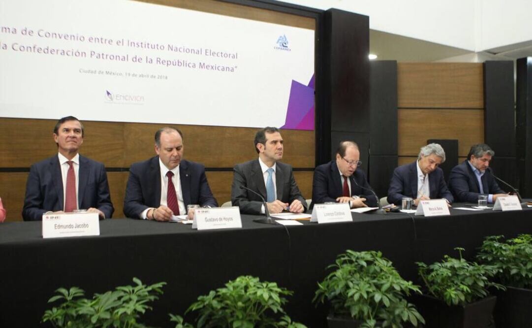 Coparmex firmó convenio de colaboración con el INE. Foto: Twitter @INEMexico