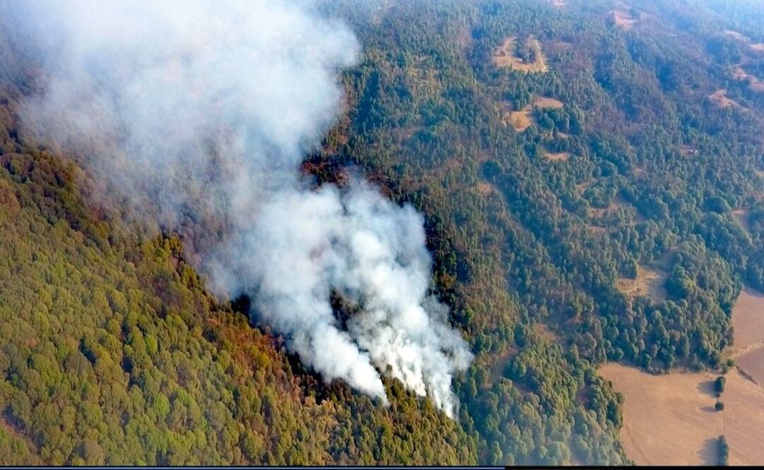 Incendio forestal en el cerro Ocelotzin Foto: Twitter @CEECA_Morelos