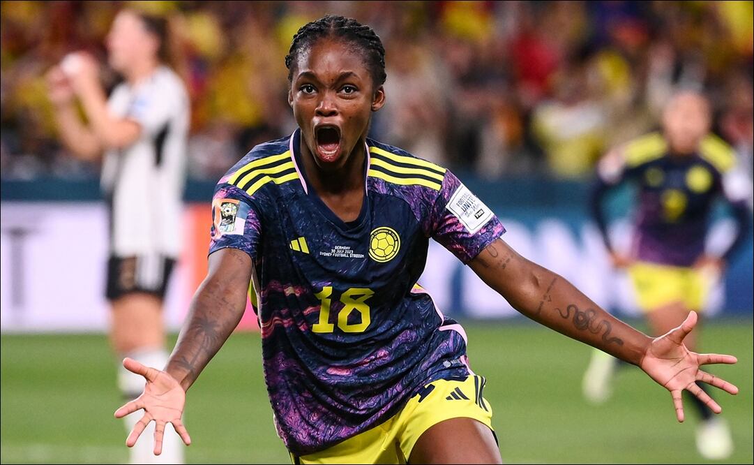 Linda Caicedo celebra el golazo que le metió a Alemania - Foto: AFP
