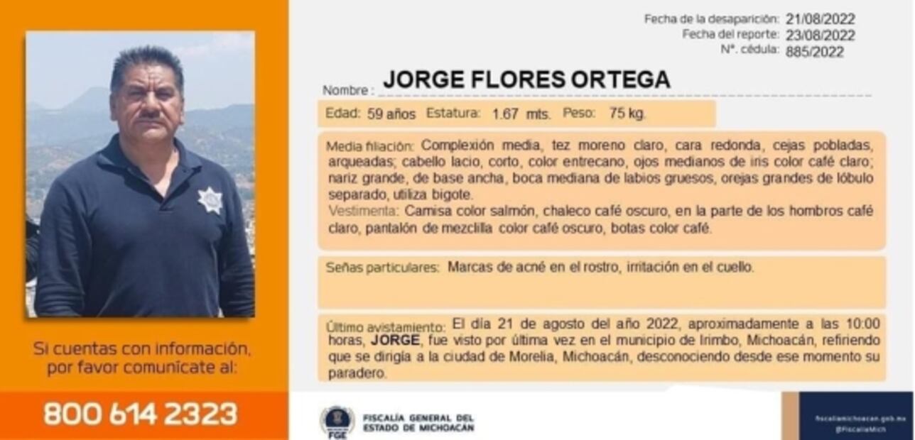 Reportan desaparición de director de Seguridad Pública de Irimbo, Michoacán