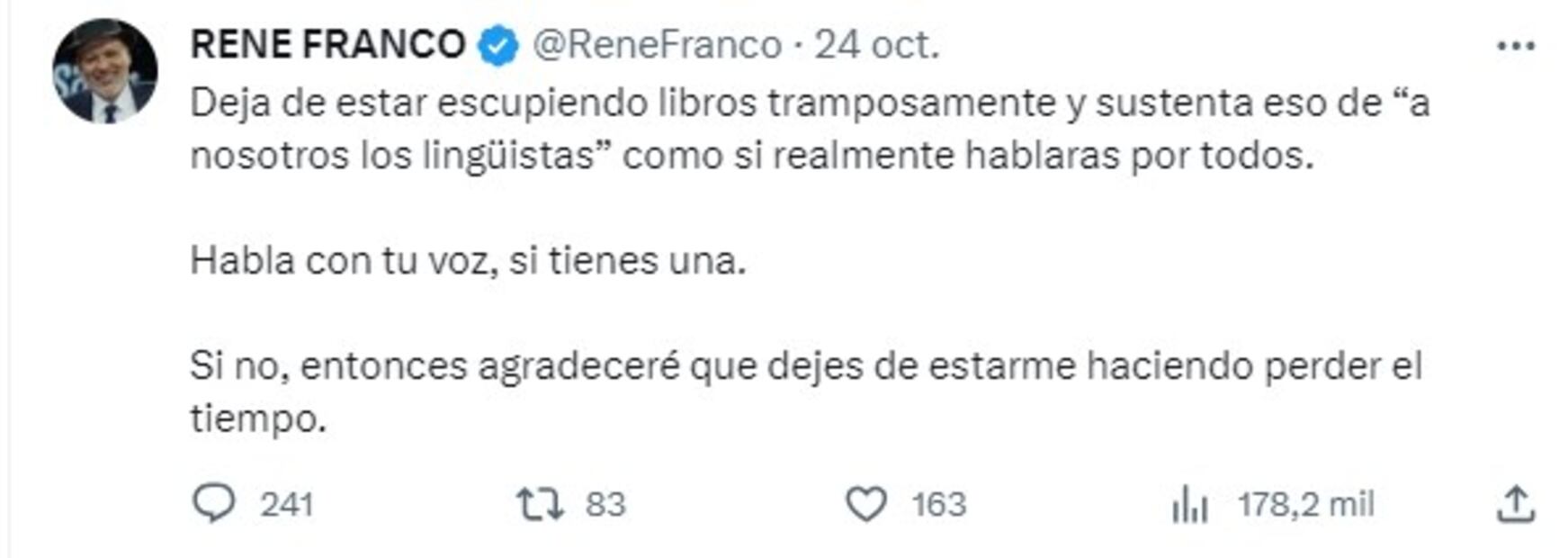René Franco en Twitter. Foto: X