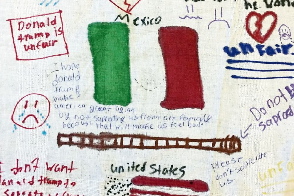 Los hijos de inmigrantes indocumentados han comenzado a plasmar en sus dibujos el miedo que sienten por sus padres ante la posibilidad de que sean deportados debido a las nuevas medidas migratorias en EU (NOTIMEX)