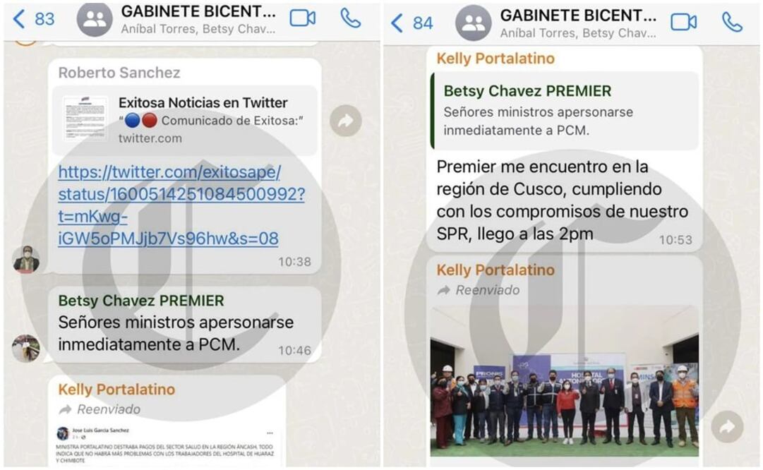 Los chats del gabinete de Castillo un día antes del autogolpe de Estado. Foto: El Comercio Perú