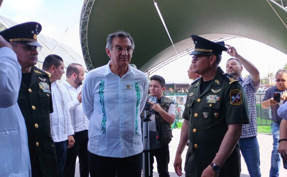 Américo Villarreal, gobernador de Tamaulipas, reconoce el trabajo de las Fuerzas Armadas (13/06/2025). Foto: Especial