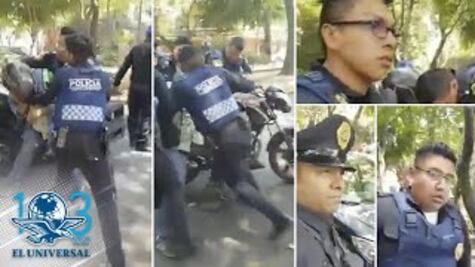 Captan forcejeo entre repartidor de comida y policías en CDMX